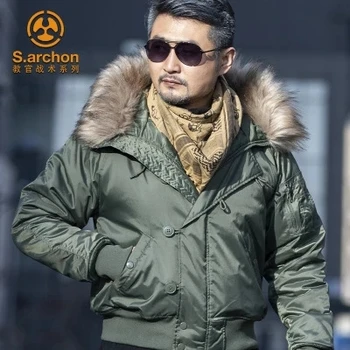 2021Winter N2B puffer bunda mužov kanada kabát vojenské kožušiny hood teplé výkopu kamufláž taktický bombardér armáda kórejskej vetrovka