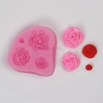 4 Diery Rose Silikónové Formy Pečenie Koláča Nástroje Cake Dekorácie DIY Mydlo Sviečka Plesne