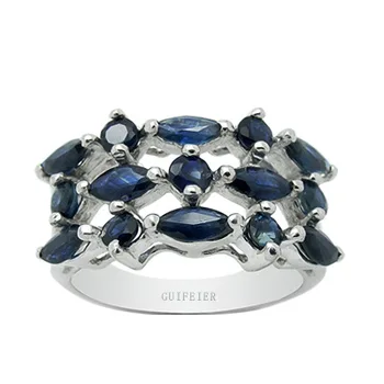 CoLife Šperky, Módne Sapphire Krúžok na Strane 15 Ks Prírodné Sapphire Strieborný Prsteň 925 Silver Sapphire Šperky
