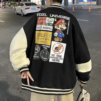 Harajuku Anime Nadrozmerné Bomber Bundy Ženy Kabát Módne Baseball Jacket Ženy Jeseň Zima 2022 Unisex Hip hop Streetwear
