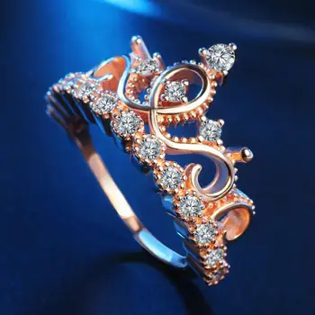 Kuziduocai Nové Módne Šperky Z Nerezovej Ocele Zirkón Rose Gold Crown Snubné Prstene Pre Ženy, Darčeky Anillo Anel Bague Punk R-211