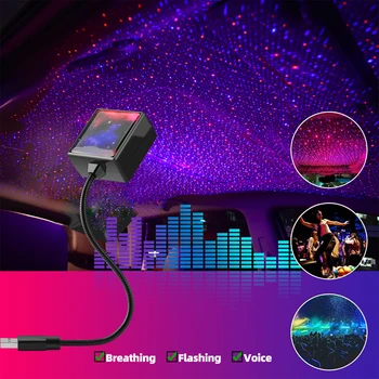 Nový Príchod Interiéru Vozidla Strechy Atmosféru Hviezdne Nebo USB Lampa LED Projektor Automobilový Okolia Hviezdy Nočné Svetlo Dekorácie