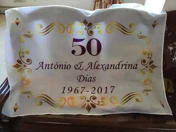 Osobné Gold 50 Výročie Svadby Casamento Decoracao Manteles Para Mesa Rodičia Festa de 50 Anos DecoratioTable Handričkou