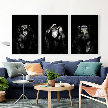 RELIABLI UMENIE Skvelé Veľké Plátno Plagát Plátno Maľby Zvierat Wall Art Legrační Opice Plagát a Tlač pre Obývacia Izba Domova