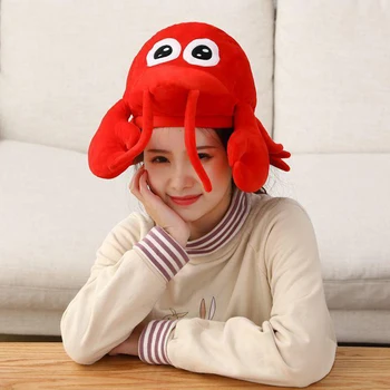 Roztomilý Dievčatá Klobúk Plyšové Lobster Klobúk Earflap Zvierat Hlavovou Teplejšie Selfie Nástroje
