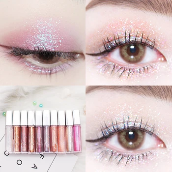 10 Farba Diamond Eye Shadow Nahé Kovovým Leskom Lesk Lesk Jednej Kvapaliny Eyeshadow Make-Up Pigment Accessorices Krása Kozmetika