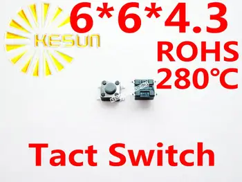 1000PCS 6X6X4.3 SMD Hmatové Takt Mini Tlačidlo Prepnúť Micro Switch Momentálne ROHS