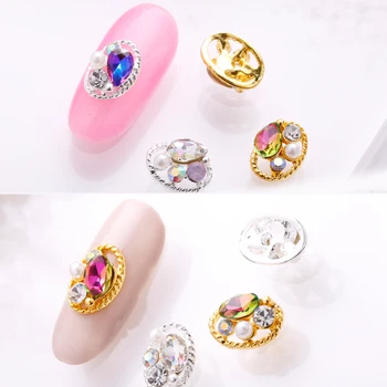 10pcs Japonský Retro Drahokamu Drahokamy Diamant AB Crystal Lesk Nechtov Umenie Dekorácie 3D Kovový Lesk Crystal Farebné Nechty Drahokamy