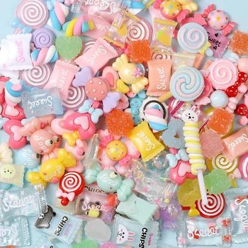 10Pcs/Veľa Y2K Kawaii Živice Nail Art Charms Šťastný Jelly Gummy Mix Sweet Candy 3D Dekorácie Nechtov DIY Luxusné Nechty Príslušenstvo