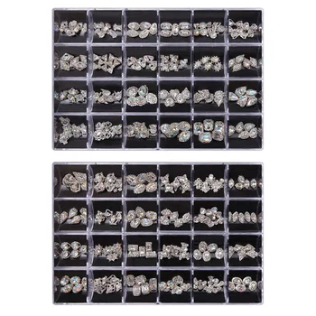 120Pc Luxusné Nechty Diamond 24 Rôznych Tvarov K9 Sklo Vysokej Kvality AB Farba Nail Art Šperky Designer zobrazili kľúčové tlačidlá Pre Výzdobu Auta