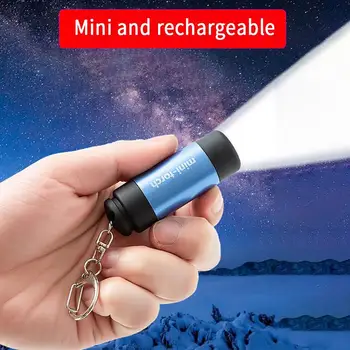 1pc Mini Keychain Pocket Torch Usb Nabíjateľné Led Svetlom Baterky Lampy Outdoor Camping Prenosné, Nepremokavé Turistická Baterka