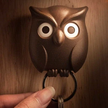 1PCS Night Owl Čierna biela hnedá Magnetické Nástenné Kľúča Držiteľa Magnety Udržať Keychains Tlačidlo Ramienko Háčika Visí Kľúč Otvorí Oči