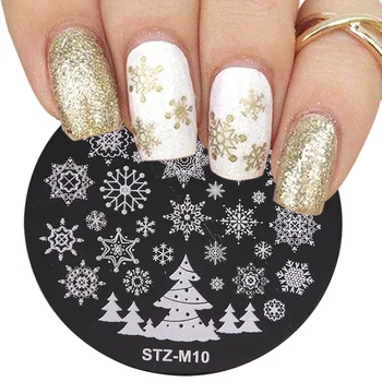 1pcs Snowflake Vianočné Oceľový Klinec Lisovanie Plechu Kvet, List Šperky Obrazu Geometrického poľský Vzorkovníka Nail Art Šablóny Plesní