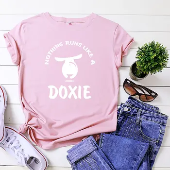 2021 Letné dámske Tričko Multicolor Ženy Oblečenie Nič Beží Ako Doxie Nadrozmerné T-shirt O-krku Krátky Rukáv Ženy Topy