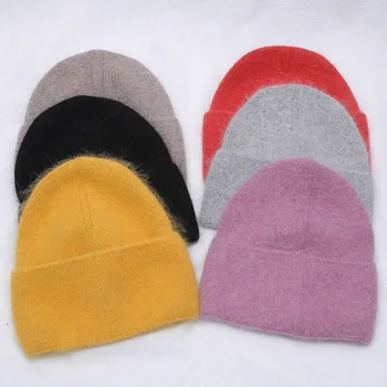 2021 nové Jeseň zima farbou reálne cashmere čiapky pre ženy cashmere unisex Teplé pletené klobúk wholesales