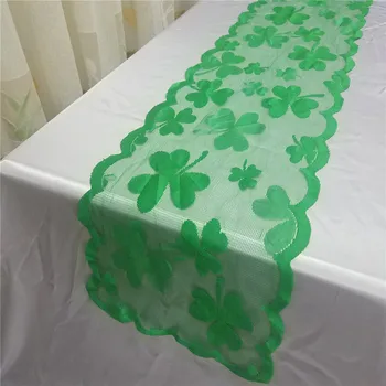 33x183CM St. Patrick 's Day Dekor Stôl Runner Írskej Čipky Deň Ďatelina Stolové Vlajky St. Patrick' s Day Dekorácie Stola Vlajky Zelená