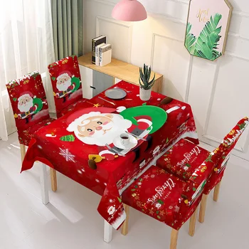 3D Vytlačené Elastické Vianočné Stoličky Kryt Červená/Modrá Vianočný obrus Obdĺžnikový Jedálenský Stôl Kryt Dekor manteles de mesa