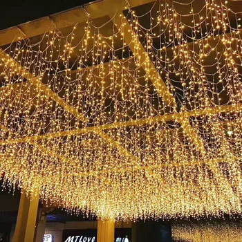 3m-35m Vianočné Girlandy LED Záves Cencúľ String Svetlo 220V Časti spotreba 0,3-0,5 m Vlkovcový Ulici garland Vonkajšie Dekorácie Nový rok