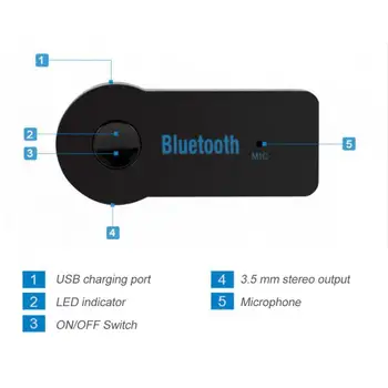 4.0 Bluetooth Audio Prijímač, Vysielač Mini Stereo Bluetooth, AUX, USB 3,5 mm Jack Pre PC Slúchadlá Súprava Adaptéra Bezdrôtovej siete