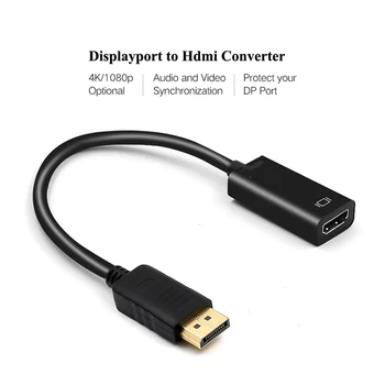 4k Displayport DP na kompatibilný s HDMI Adaptér Konektor pre Domácnosť Počítačové Príslušenstvo pre Monitor, Projektor 4K Video Audio Kábel