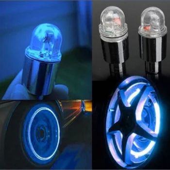 4PCS Cool Auto Príslušenstvo Bicykli Dodávky Neon Blue LED Stroboskop Pneumatík Ventil Čiapky