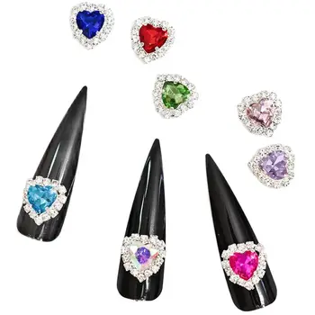 5 ks Valentines Veľké srdce šperky crystal kov/ crystal 3D nail charms Nail Art VALENTINES Láska SRDCE KAMIENKAMI Drahokamy