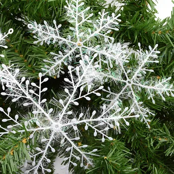 6pcs/veľa Vianočné Snehové vločky Biele Falošné Snowflake Ozdoby na Vianočný Stromček, Ozdoby Festival Strany Domova Okenné Dekorácie