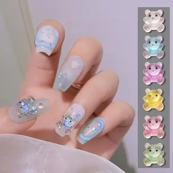 8pcs Cartoon Candy Medveď na Nechty, Dekorácia Ice Transparentné Roztomilý Troch-dimenzionální Crystal Nail Art Šperky