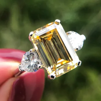 925 Sterling Silver 8*12mm Emerald Rez SONA Vysoko Uhlíkovej Diamantový Zásnubný Prsteň Strany Šperky Kvality
