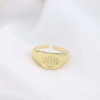 925 Sterling Silver Námestie Retro Trend Muž Ženy Otvoriť Zlaté Krúžky Unisex Módne Šperky Prst Spoločné Dekorácie Výročie Darček