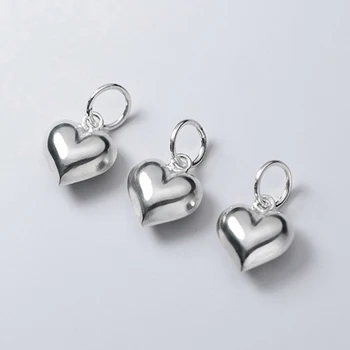 925 Sterling Silver Vypuklé srdce charms DIY náramky náušnice pre Šperky Robiť dizajn ženy náhrdelník Príslušenstvo zistenia