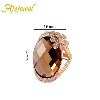 Ajojewel Módne Značky Vintage Kvet Dizajn Veľké Sivé Crystal Prstene Pre Ženy