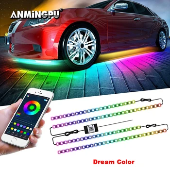 ANMINGPU Neon LED Auto Underglow Okolitého Svetla, Vzdialenej/APP Ovládanie RGB Flexibilné LED Auto Podvozok Svetlo Atmosféru Dekoratívne Lampy