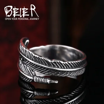 Beier nový obchod 316L Nerezovej Ocele krúžok najvyššej kvality hot predaj jednoduché pierko krúžok Módne Šperky LLBR8-306R