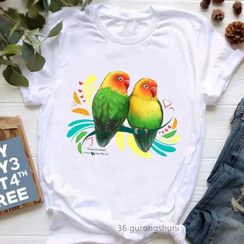Blázon Vták Lady Grafické Tlače T-Shirt Ženy Oblečenie 2022 Kawaii Cockatiel Papagáj Tričko Femme Harajuku Tričko Letné Móda, Top