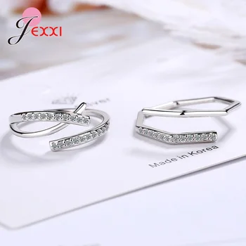 Boutique 925 Sterling Silver Ring Pre Ženy Kríž Zirconia Luxusné Otvorenie Krúžku Valentína Darček Elegantné Šperky