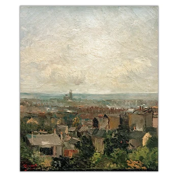 Citon Van Gogh《Pohľad na Paríž z Montmartre》Plátno Umenie olejomaľba Slávne umelecké Diela Plagát, Obraz na Stenu Dekor Domáce Dekorácie