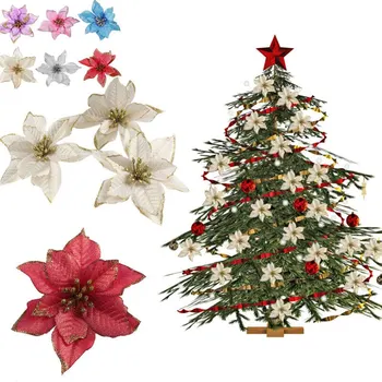 Dekoratívne Kvetinové Vianočné Lesk Umelý Kvet Vianočný Strom Dekorácie Strana 2022 Firmware Nový Rok Ornament Darček