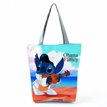 Disney ' Lilo Steh Cartoon Vytlačené Kabelka High Capacity Eco Opakovane Shoppaing Taška Animal Cestovné Pláži Tote Bag Vlastného Vzoru