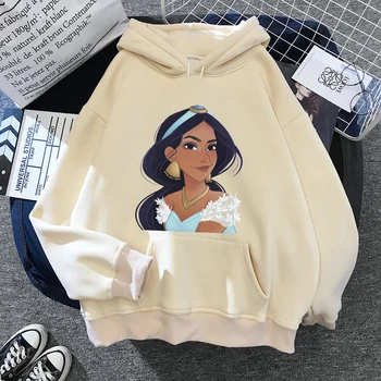 Disney Princezná Hoodies Ženy Vintage Jasmine Kawaii Pulóver S Kapucňou Oblečenie Karikatúry Femme Mikina Harajuku Estetické Topy