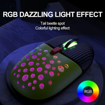 Dobíjacia Bezdrôtová Myš Chrobák Navrhnuté Tichý RGB Podsvietenie LED Farebné Svetlo 3200 DPI 2.4 G Herné Stlmiť Myši na Notebook PC
