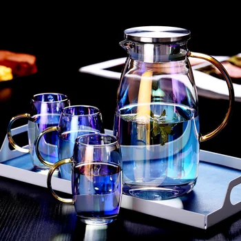 Domácnosti pohár studenej vody na vodu, veľká kapacita nerezovej ocele veko pohode fľaša na vodu nastaviť, farebné gradient šťava nápoj hrniec