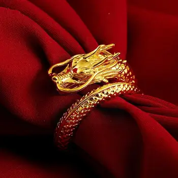 Dragon A Phoenix Páry Krúžok Piesku Zlato Otvorte Nastaviteľné Zapojenie Šperky, Módne Darček Šťastie, Snubné Prstene Luxusné M3t3