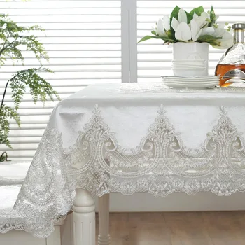 Europese Luxe Tafelkleed Rechthoekige Salontafel Kant Kryt Handdoek Moderne Tafelkleed Bruiloft Stof Stoel Kryt Kussen