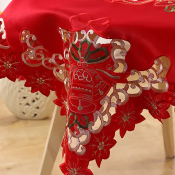 Európa saténová Čipka červená Vianočné cartoon Vyšívaných stolových kryt látkou uterák kuchyňa obrus strany narodeniny dekor