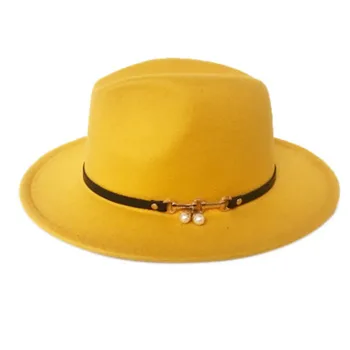 Fedora Čiapky rôznych štýlov pás jeseň zima žltá bežné formálne ženy, zimné čiapky šaty panama jazz čiapky vonkajšie tiež splstené čiapky