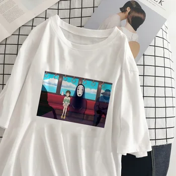 Harajuku Roztomilé Anime Žien T-shirts Chihiro Tlač Krátke Rukáv Top Žena T-Shirt Nadrozmerné T Shirt Ženy Oblečenie Žena Tshirts