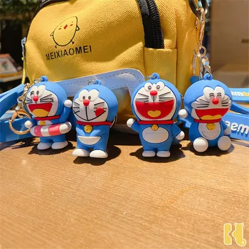 Japonské Anime Doraemon Jingle Cat Znak Keychain Mužov a Žien Auta Bicykel na Motocykel Tlačidlo Pás Taška Prívesok Darček keyring