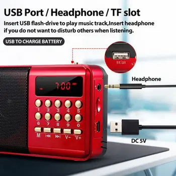 KK11 Mini Prenosné Rádio Prenosné Digitálne FM USB TF MP3 Prehrávač Reproduktor Nabíjateľná FM Rádio Pre Seniorov