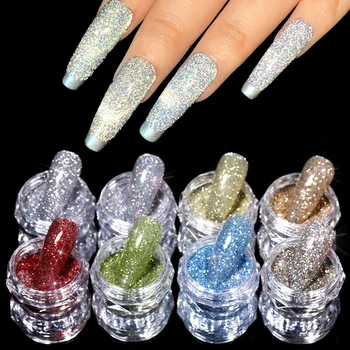 Klinec Crystal Prášok Reflexné Glitters Pre Lesklé Nechty Pigment dúhové Sklo Micro Vŕtať Nechty Prášok Dekorácie